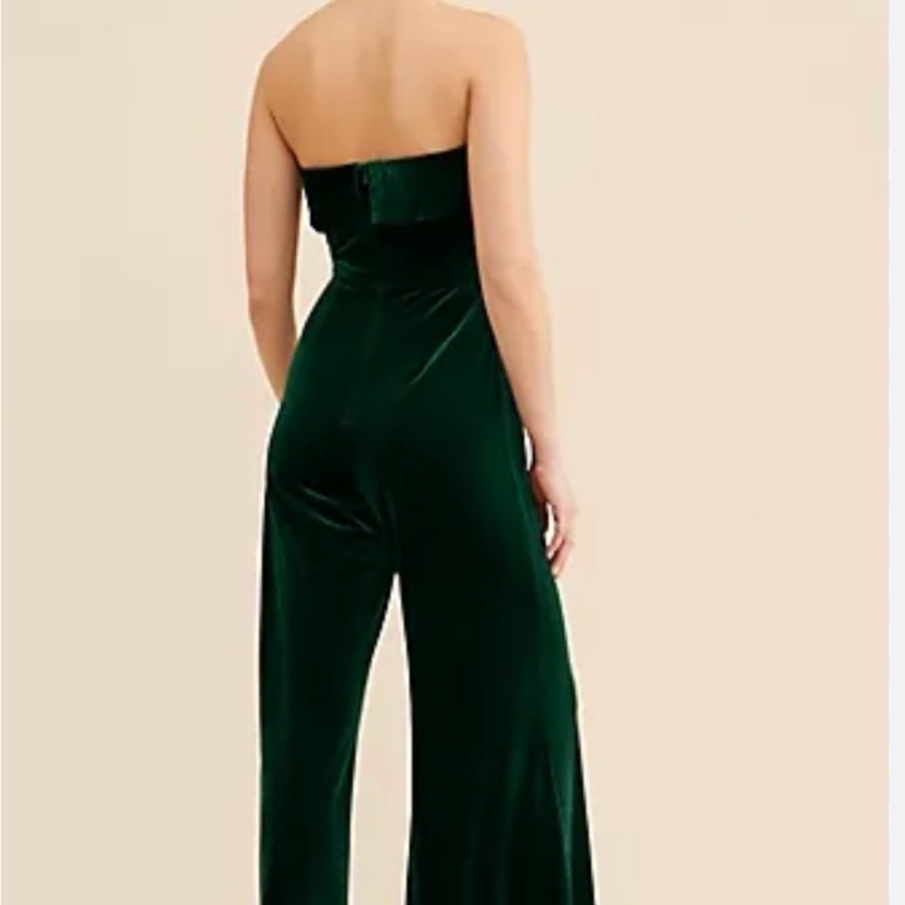 Corylynn Colter Anthropologie Emerald Green Velvet Wide Leg Jumpsuit Medium‎ - Picture 3 of 10
